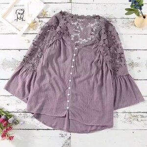 Autumn thin black lace shirt women's plus-size V-neck base top